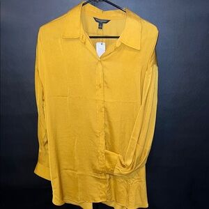 Mustard Yellow Button-Up Blouse
